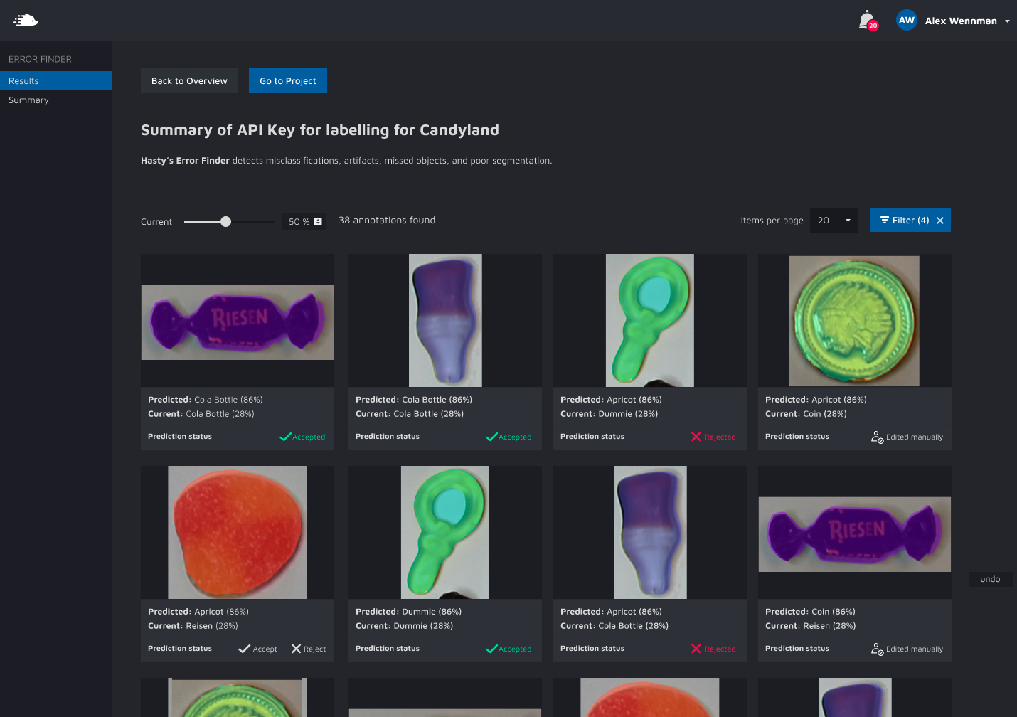 AI Consensus scoring interface where annotators can accept or reject AI labeling corrections