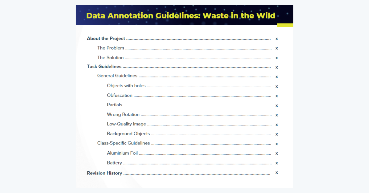 Data Annotation Guidelines Table of Content