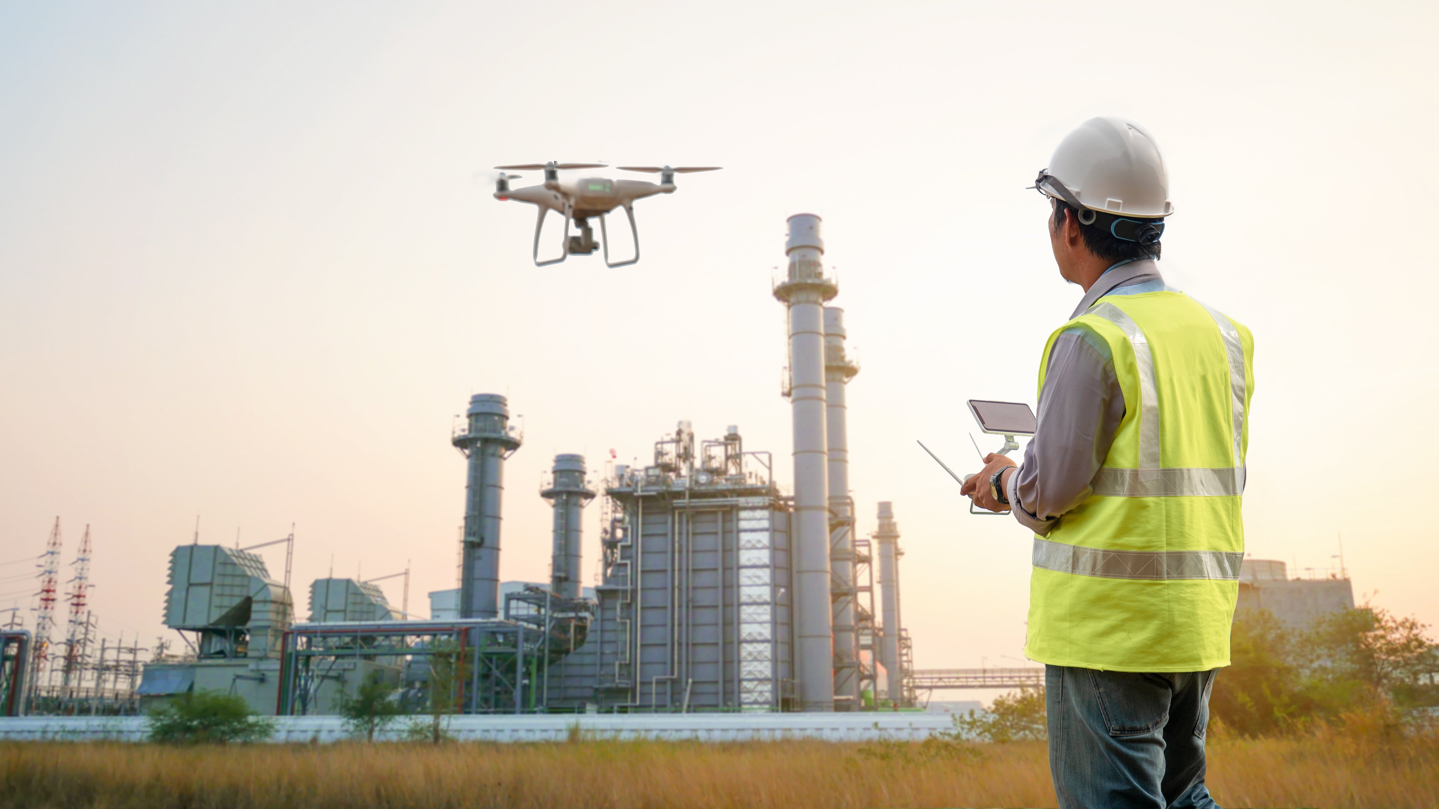 Drone inspection of gas oil turbo power plant