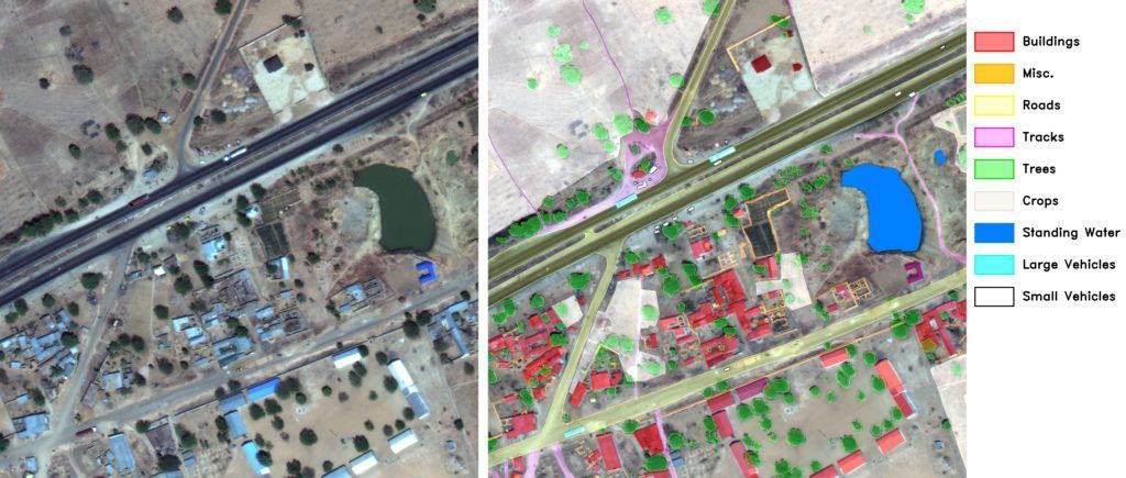 Geospatial Mapping Annotation example of instance segmentation